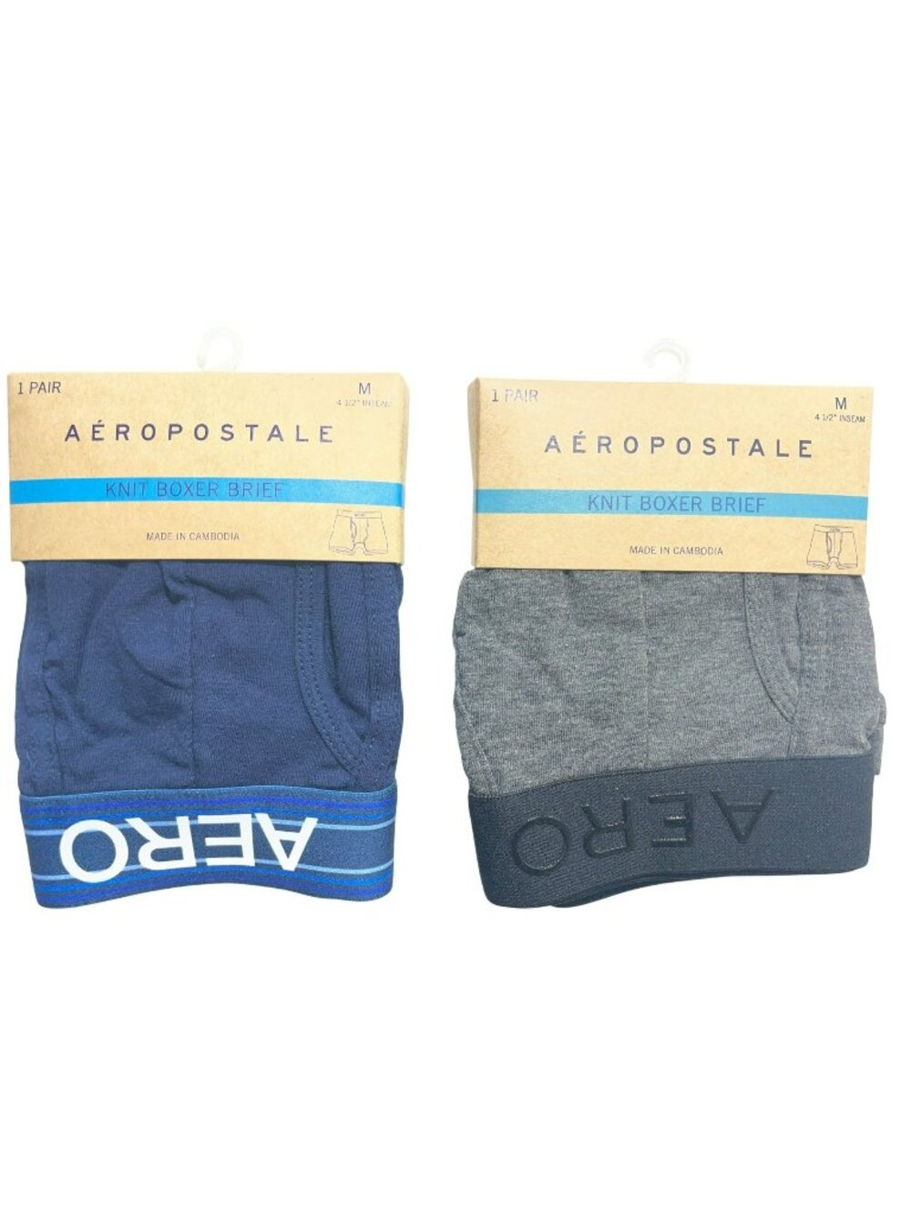 Aéropostale Knit Boxer Briefs LOT-OF-2 Navy & Black 4.5" Inseam  Men's Sz M NWT